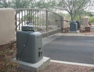 Automatic gate opener at a driveway 