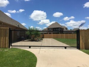 Black sliding automatic gates in Texas