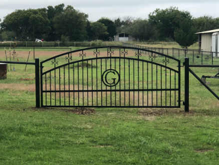 Black metal gate in Fort Worth on a farm