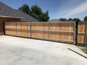 wooden driveway gate in Dallas Texas